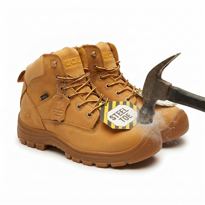 Jacata Brand Men's Steel toe Genuine Leather Wheat Classic Padded Collar Style 8605 Construction boots