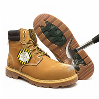 Jacata Brand Men's Steel toe Genuine Leather Wheat Classic Padded Collar Style 8605 Construction boots