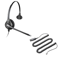 Plantronics HW251N SupraPlus Headset w/ Noise Canceling Mic - HIS Adapter Cable Bundle