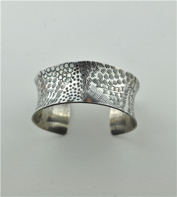 Hand crafted sterling silver patterned cuff