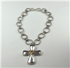 Handcrafted silver chain and cross set with topaz