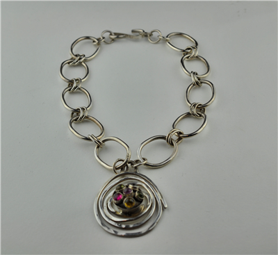 Sterling silver handcrafted chain and tourmaline pendant
