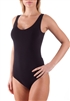 Black singlet bodysuit with wide straps; Smooth & soft fabric making it a comfortable wear
