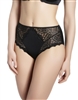 Black High Waist Brief with extra cotton lining that sculpts and supports. Also features delicate lace detailing adding feminine flair.