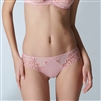 Pink Simone Perele briefs in guipure embroidery and knitted fabric. Opaque knitted fabric back with clean cut finishes for invisibility under clothing.