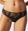Beautiful lace and tulle black tanga. The cut allows for cheeky minimal coverage.