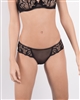 Black embroidery bikini brief with embroidered lace panels at front