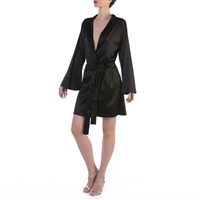 Black elegant kimono style robe made of pure silk