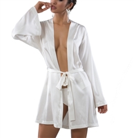Cream elegant kimono style robe made of pure silk