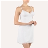 White Italian made slip made from a super soft and smooth microfibre fabric with lace trimming on neck line and bottom of chemise
