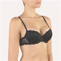 Padded black lace bra with underwire by luxury lingerie label Cotton Club, Made in Italy