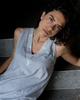 Sleeveless grey cotton nightdress complimented with lace v front. Soft and breathable.