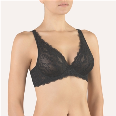 Beautiful designer black lace bra with underwire. Made with the greatest care and highest quality, these beautiful garments are a must for your lingerie drawer.