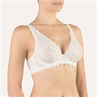 Beautiful designer white lace bra with underwire. Made with the greatest care and highest quality, these beautiful garments are a must for your lingerie drawer.