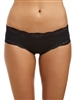Black microfibre french hipster brief trimmed with lace