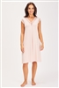 Pale pink modal nightdress featuring lace on the front with button detail. Length sits just below the knee.
