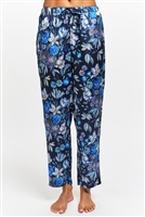 A beautiful premium quality silk sleep pant in bouquet blue liberty print.