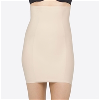 Nude High Waist Shaping Slip with Silicone-free grip tape at bottom edge and waist keeping slip in place. Sits mid thigh length.