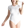 White short sleeve shaping bodysuit with thong back