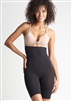 Black high waist thigh shaper that sits under the bra and has a comfortable side-seam free construction