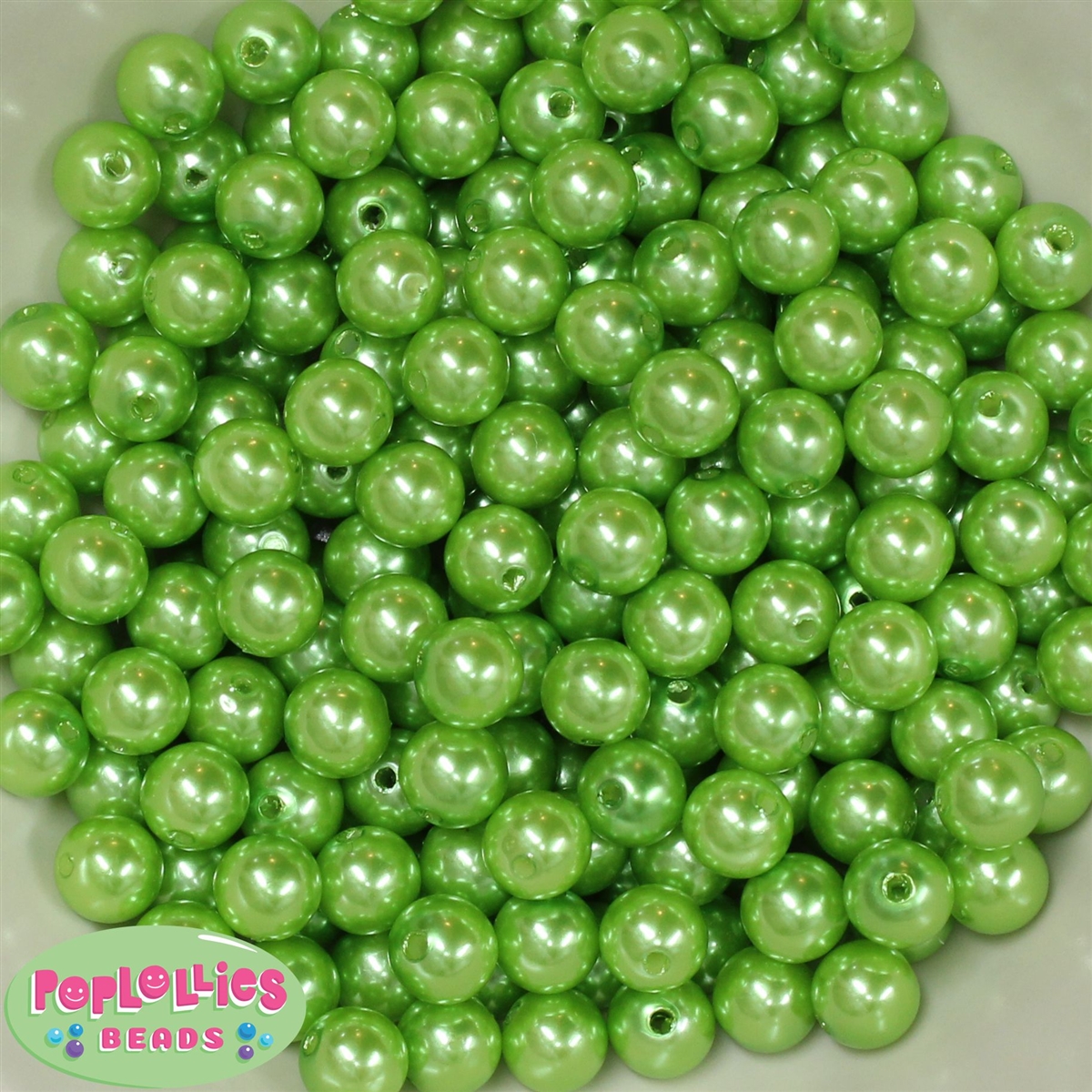 10mm Lime Green Pearls Beads, Lime Green Pearls, 10mm Lime Green