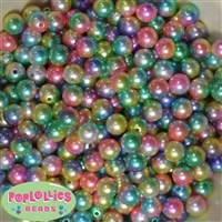 10mm Rainbow Multi Color Faux Pearl Beads sold in packages of 50 beads