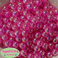 12mm Hot Pink AB Finish Clear Acrylic Bubblegum Beads
