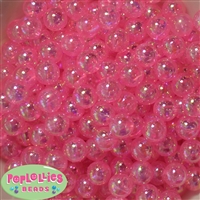 12mm Pink AB Finish Clear Acrylic Bubblegum Beads