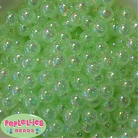 12mm Spring Green Clear AB Finish Miracle Acrylic Bubblegum Beads