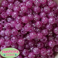 12mm Hot Pink Faux Pearl Bead with Rhinestones sold in packages of 50 beads