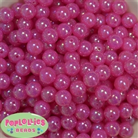 12mm Hot Pink AB Finish Bubble Acrylic Bubblegum Beads