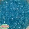 12mm Clear Cyan Blue Faceted Acrylic Bubblegum Beads