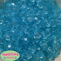 12mm Clear Cyan Blue Faceted Acrylic Bubblegum Beads