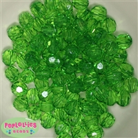 12mm Green Faceted Clear Acrylic Bubblegum Beads