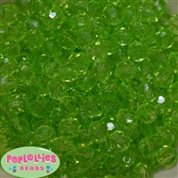12mm Lime Faceted Clear Acrylic Bubblegum Beads