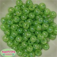 12mm Green Crackle Bubblegum Beads sold in packages of 50 beads