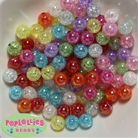 12mm Mixed Color Acrylic Crackle Beads 100 pc