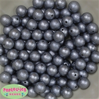 12mm Gray Crinkle Pearl Bubblegum Beads