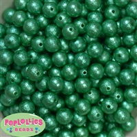 12mm Emerald Green Crinkle Pearl Bubblegum Beads
