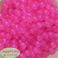 12mm Hot Pink Frost Acrylic Bubblegum Beads sold in packages of 50 beads