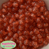12mm Orange Glitter Bubblegum Beads