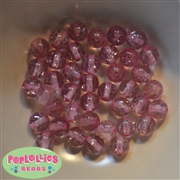 12mm Clear Pink Glitter Beads