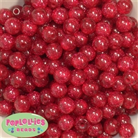 12mm Red Glitter Bubblegum Beads