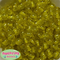 12mm Clear Yellow Glitter Bubblegum Beads