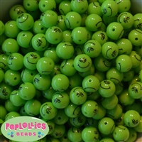 12mm Grinch Print Bubblegum Beads