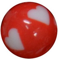 12mm Red with white heart resin Bubblegum Bead