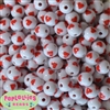 12mm white with red heart resin Bubblegum Beads