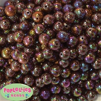 12mm Cocoa Brown AB Finish Miracle Acrylic Bubblegum Beads