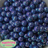 12mm Navy Blue AB Finish Miracle Acrylic Bubblegum Beads
