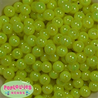 12mm Neon Yellow AB Finish Miracle Acrylic Bubblegum Beads